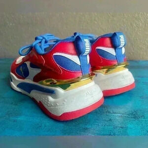 PUMA RS-Fast RWB JR Boys Youth Athletic Shoes Size 6 White Red‎ Blue Gold